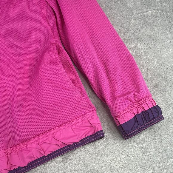 Nike Windbreaker Jacket Womens L Pink Purple Stripe Hooded Reversible Mesh - Picture 11 of 15